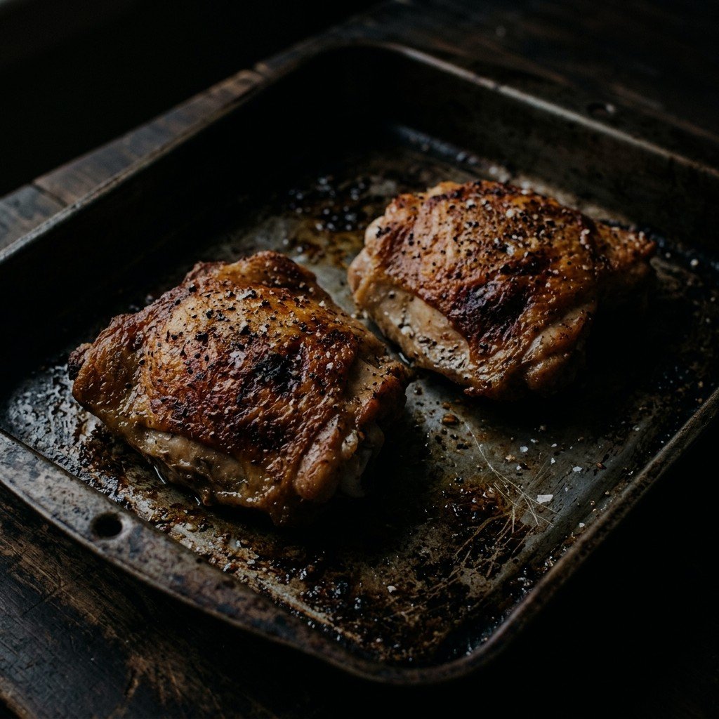 Crispy-skin chicken thighs from the oven