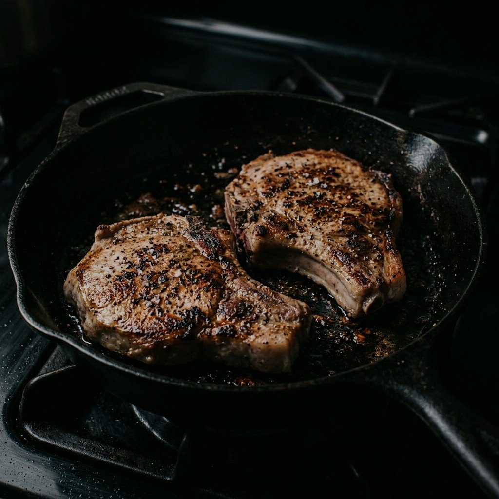 Pan-seared pork chops