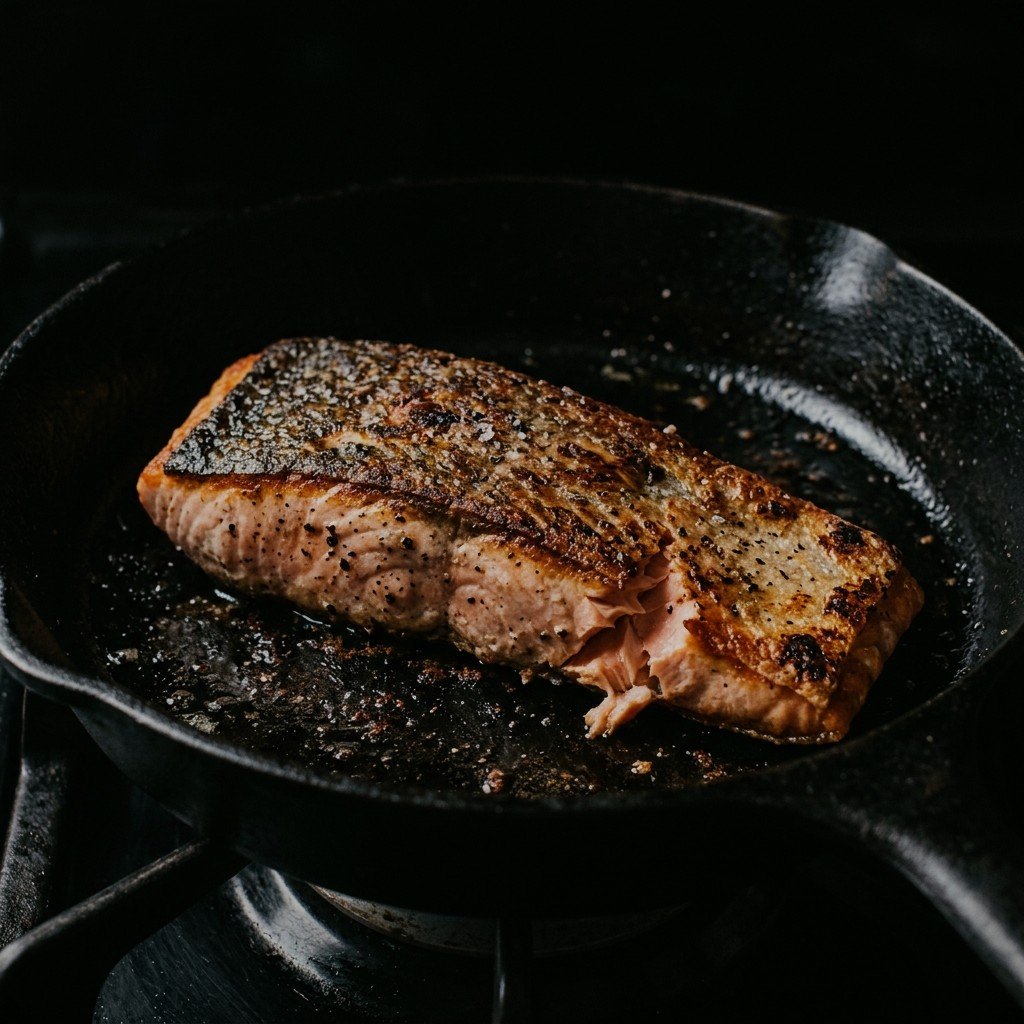 Pan-seared salmon with crispy skin