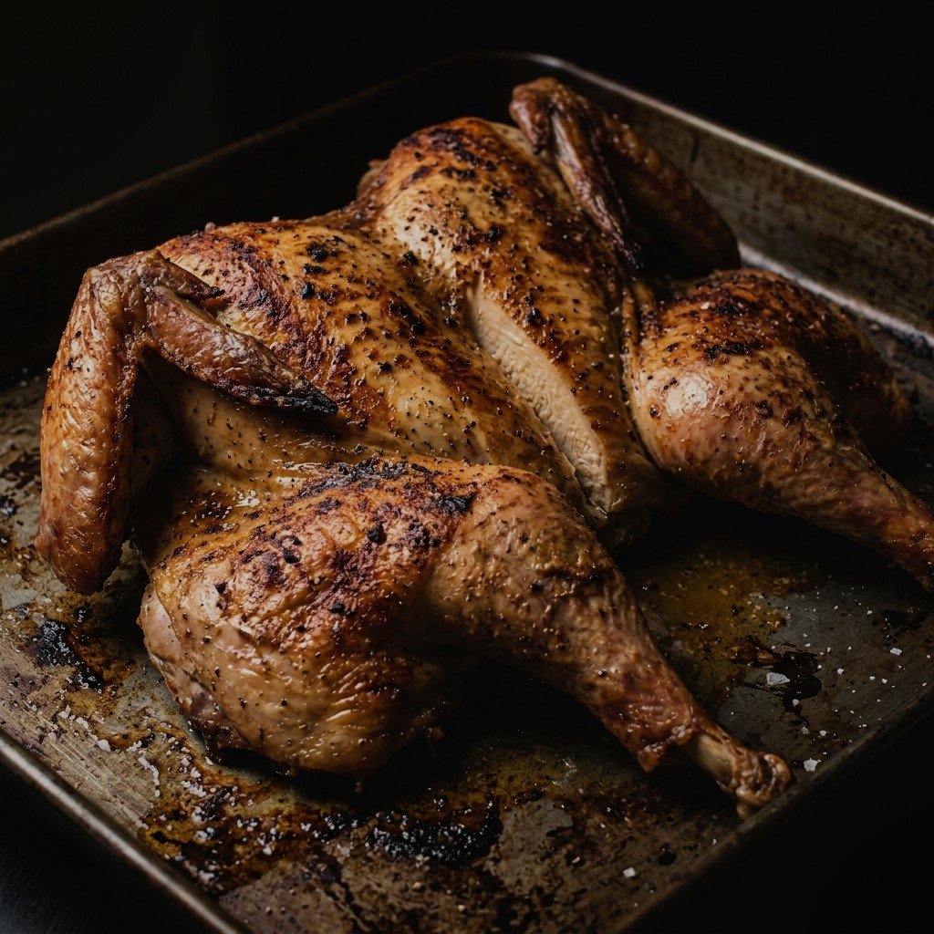 Spatchcock turkey, roasted